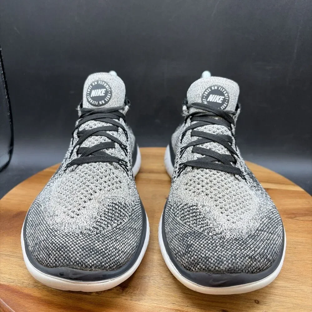 Nike Free RN Flyknit 2018 Men's Size 8 Running Shoes Black White Oreo